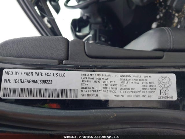 1C4RJFAG9MC800223 Jeep Grand Cherokee Altitude