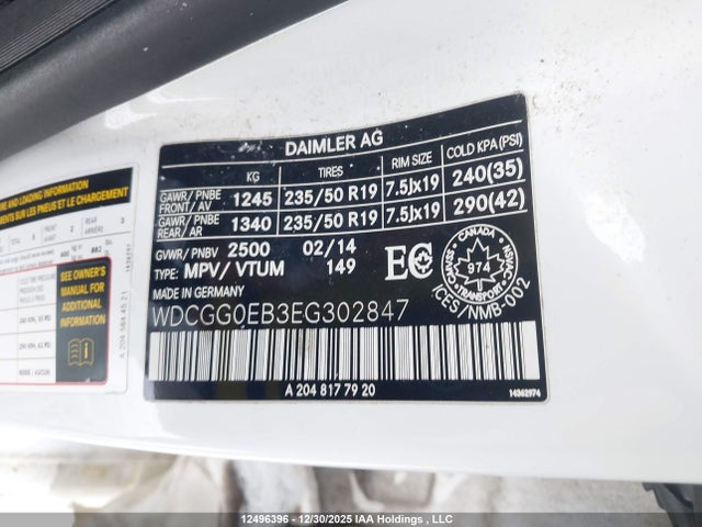 WDCGG0EB3EG302847 Mercedes-Benz Glk 250 Bluetec