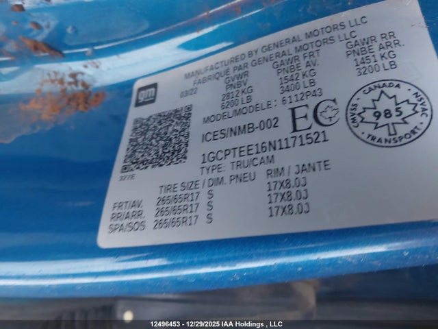 1GCPTEE16N1171521 Chevrolet Colorado Zr2