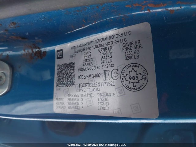 1GCPTEE16N1171521 Chevrolet Colorado Zr2