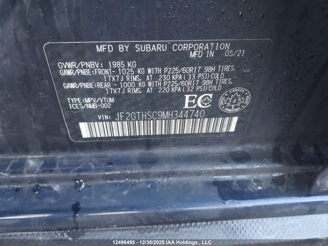 JF2GTHSC9MH344740 Subaru Crosstrek Outdoor