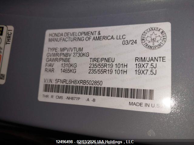 5FNRL6H8XRB502850 Honda Odyssey
