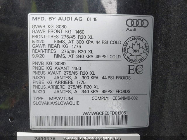 WA1WGCFE5FD013851 Audi Q7 Prestige