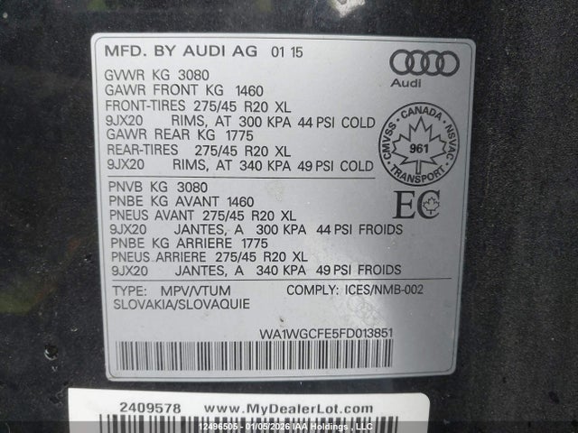 WA1WGCFE5FD013851 Audi Q7 Prestige