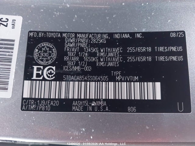 5TDACAB54SS064505 Toyota Grand Highlander Hybrid Xle