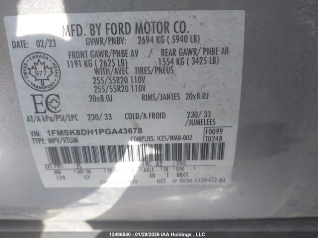 1FMSK8DH1PGA43678 Ford Explorer