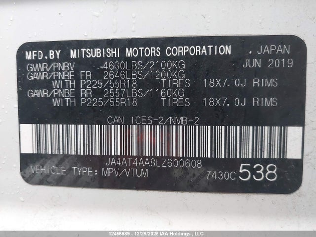JA4AT4AA8LZ600608 Mitsubishi Eclipse Cross Gt/limited Edition/se