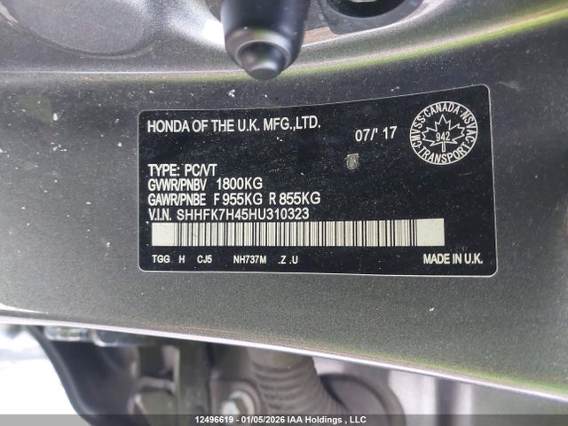 SHHFK7H45HU310323 Honda Civic Sport