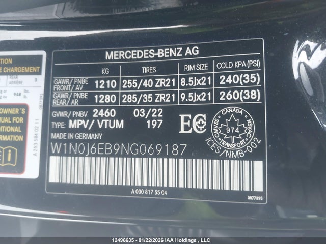 W1N0J6EB9NG069187 Mercedes-Benz Amg Glc 43 Coupe 4matic