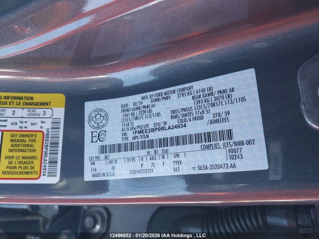 Aukcja sprzedaży 2024 Ford Bronco Wildtrak, vin: 1FMEE2BP0RLA24934, numer aukcji: 12496652