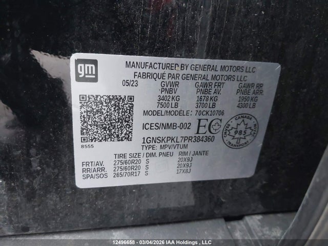 1GNSKPKL7PR384360 Chevrolet Tahoe Z71