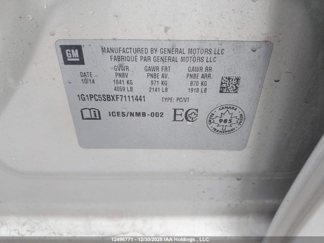 1G1PC5SBXF7111441 Chevrolet CRUZE LT