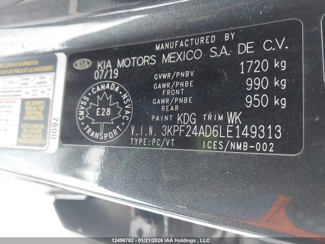 3KPF24AD6LE149313 KIA FORTE LX