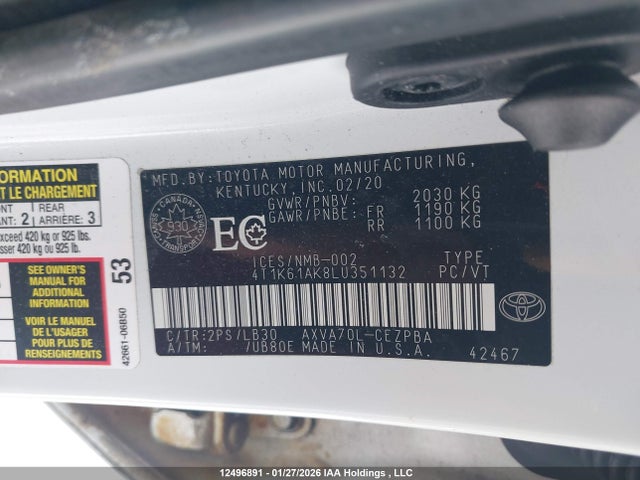 4T1K61AK8LU351132 Toyota Camry