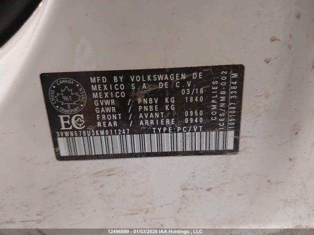 3VWN57BU3KM011247 Volkswagen Jetta