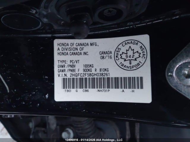 Honda Civic Lx 2016 2HGFC2F58GH038261 Image 9