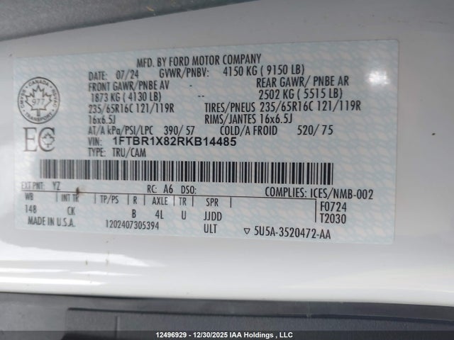 1FTBR1X82RKB14485 Ford Transit-250 Cargo