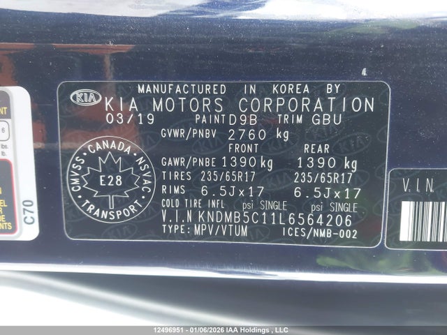 KNDMB5C11L6564206 KIA Sedona Lx/lx+