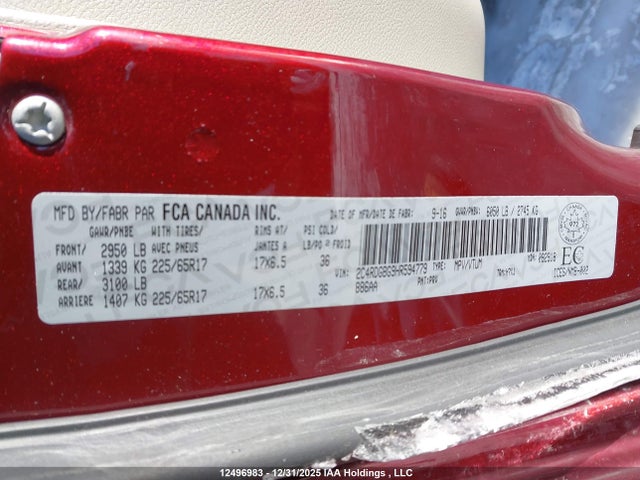 2C4RDGBG9HR594779 Dodge Grand Caravan Cvp/sxt