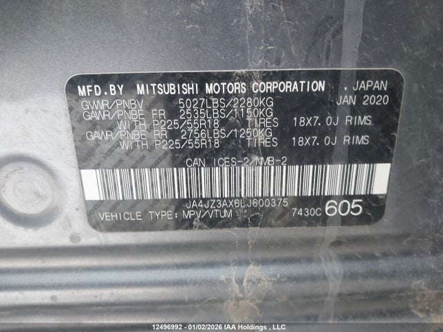 JA4JZ3AX6LJ600375 Mitsubishi Outlander Limited Edition/se/sel