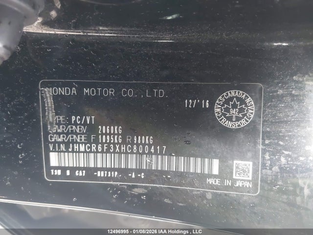 JHMCR6F3XHC800417 Honda ACCORD HYBRID