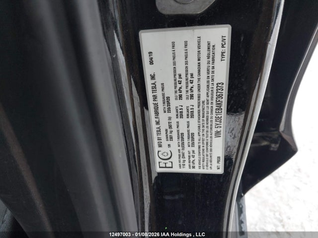 5YJ3E1EB4KF367373 Tesla Model 3 Long Range/performance