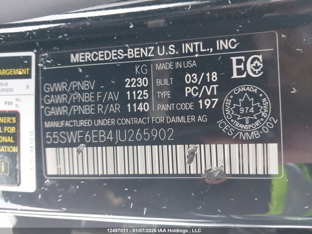 55SWF6EB4JU265902 Mercedes-Benz Amg C 43 4matic