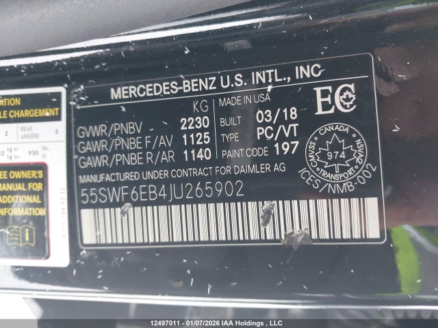 55SWF6EB4JU265902 Mercedes-Benz Amg C 43 4matic