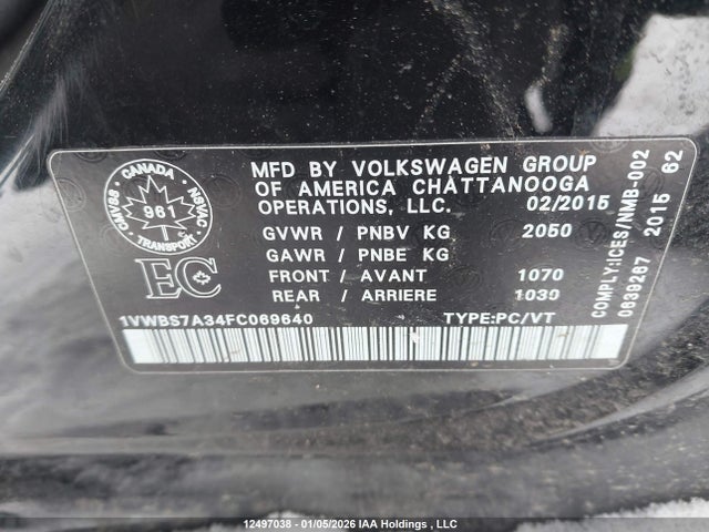 Volkswagen Passat 2015 1VWBS7A34FC069640 Image 18