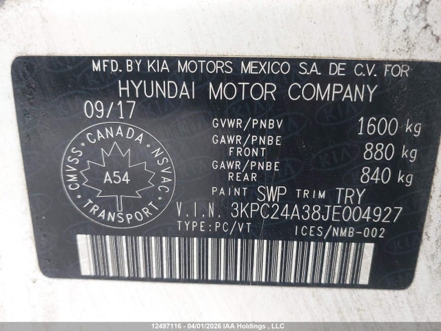 3KPC24A38JE004927 Hyundai ACCENT GL