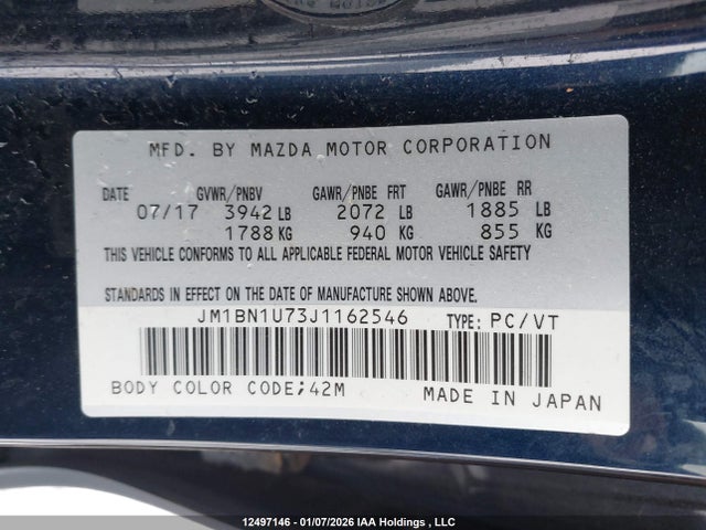 JM1BN1U73J1162546 Mazda 3 SPORT