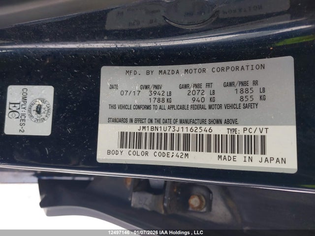 JM1BN1U73J1162546 Mazda 3 SPORT