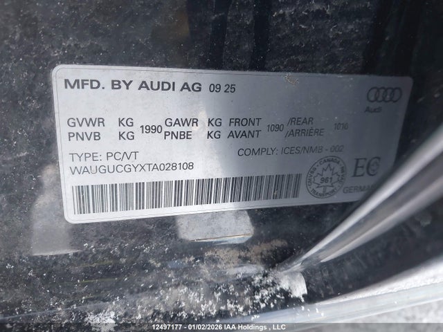 WAUGUCGYXTA028108 Audi A3 PREMIUM