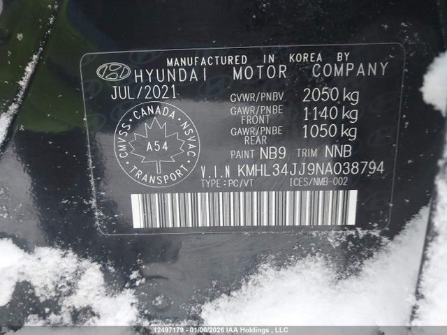 KMHL34JJ9NA038794 Hyundai Sonata Hybrid Ultimate With Solar Roof