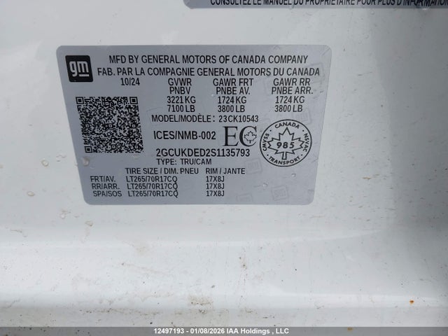 2GCUKDED2S1135793 Chevrolet Silverado K1500 Lt