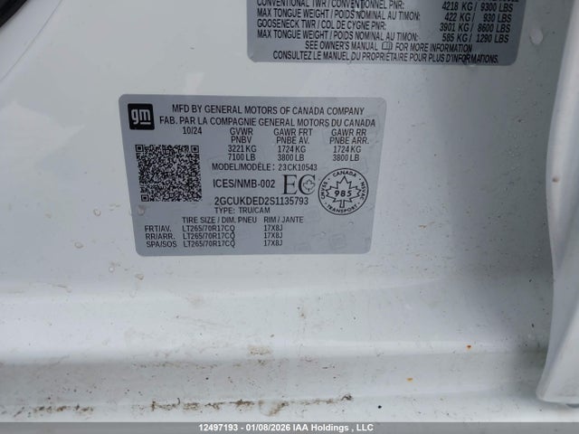 2GCUKDED2S1135793 Chevrolet Silverado K1500 Lt