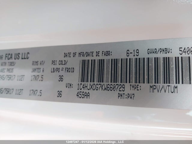 1C4HJXDG7KW660729 Jeep Wrangler Unlimited Sport