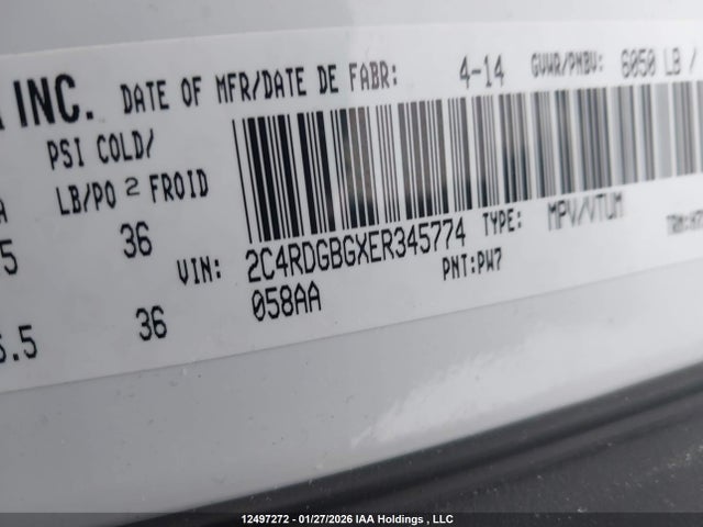 2C4RDGBGXER345774 Dodge Grand Caravan