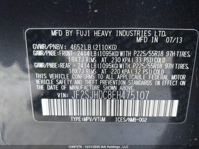 Aukcja sprzedaży 2014 Subaru Forester 2.0xt Premium, vin: JF2SJHDC8EH475107, numer aukcji: 12497276