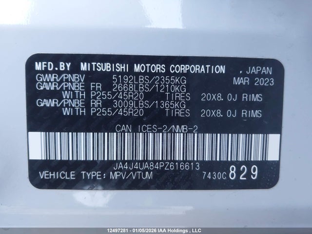 JA4J4UA84PZ616613 Mitsubishi Outlander Se/se Black Edition/se Technology/se Special