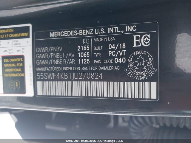 55SWF4KB1JU270824 Mercedes-Benz C 300 4matic