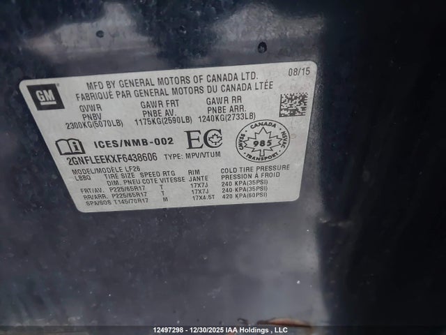 2GNFLEEKXF6438606 Chevrolet EQUINOX LS