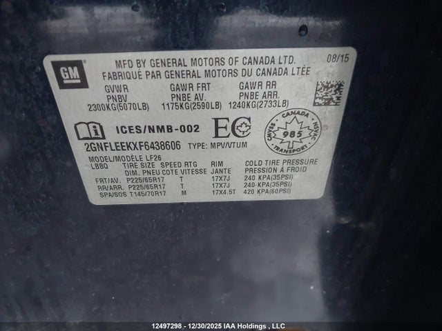 2GNFLEEKXF6438606 Chevrolet EQUINOX LS