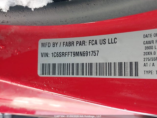 Продаж на аукціоні авто 2021 Ram 1500 Big Horn/lone Star, vin: 1C6SRFFT9MN691757, номер лоту: 12497304