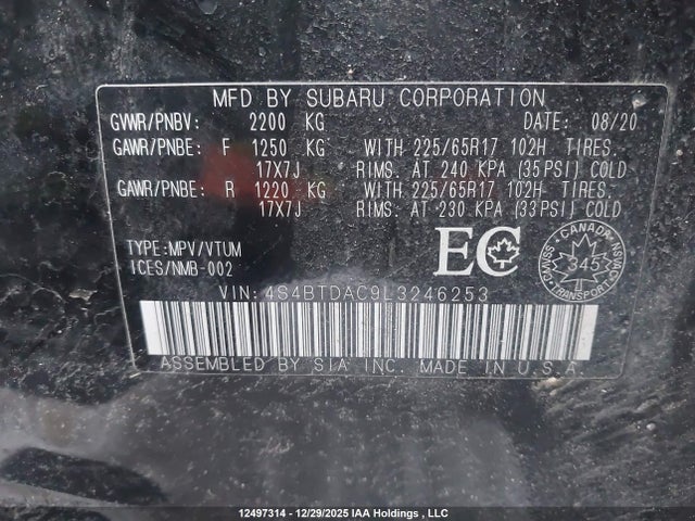 4S4BTDAC9L3246253 Subaru Outback Convenience
