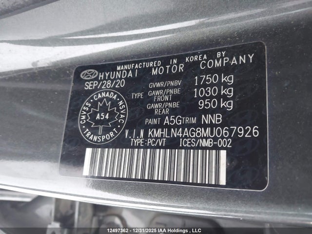 KMHLN4AG8MU067926 Hyundai ELANTRA SEL