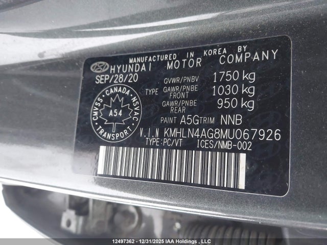 KMHLN4AG8MU067926 Hyundai ELANTRA SEL