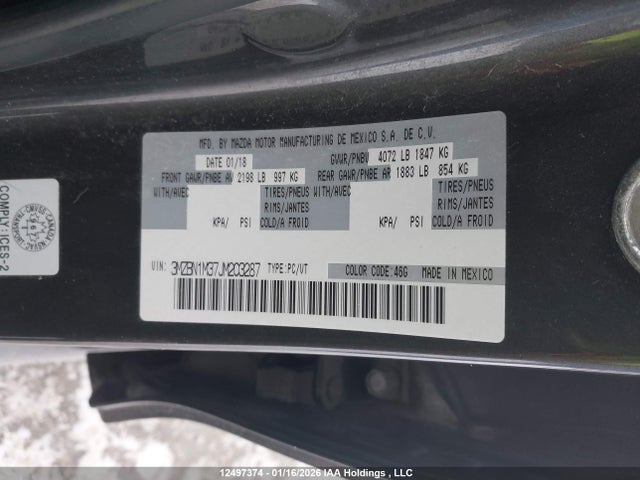 3MZBN1M37JM203287 Mazda Mazda3 Gt