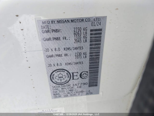 5N1DL1HU5RC347790 Infiniti Qx60 Autograph