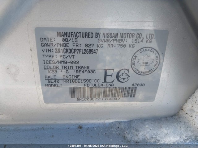 3N1CK3CP7FL268947 Nissan Micra S/sr/sv